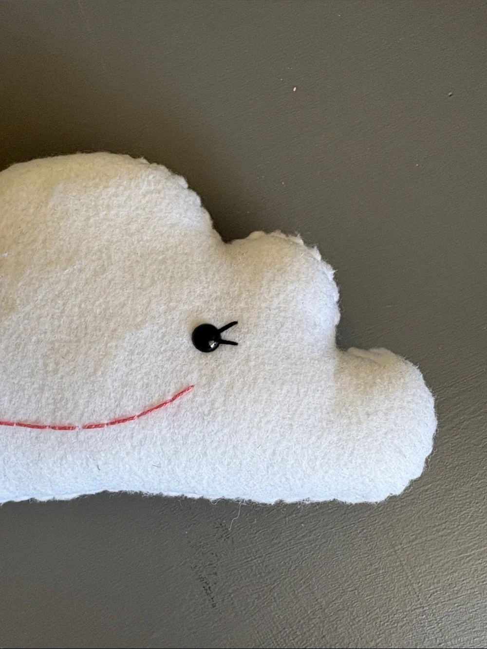 Plush Cloud Toy with Embroidered Face - White
